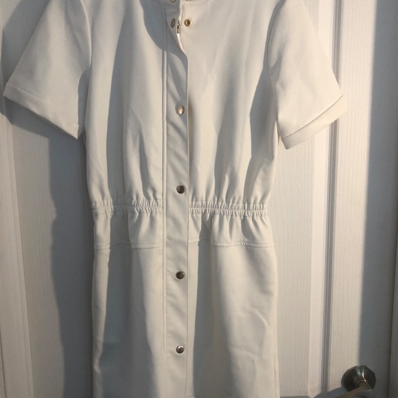 Designer Maison Cinqcent White Medium Pleather Avant- Guarde Dress PTP 19 - Picture 2 of 4